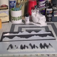 Mountain Scene Stencil for Airbrush Shirts